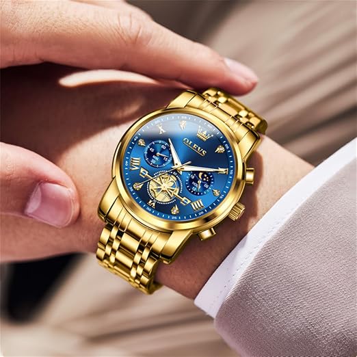 OLEVS Men’s Luxury Stainless Steel Dress Watch with Chronograph