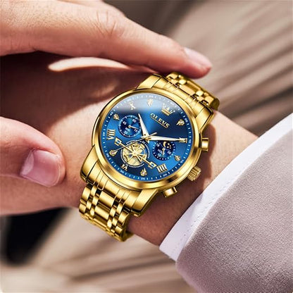 OLEVS Men’s Luxury Stainless Steel Dress Watch with Chronograph