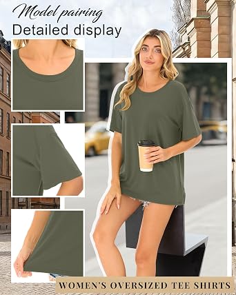 Women's Cotton Oversized Half Sleeve Crew Neck Tees - 3 Pack
