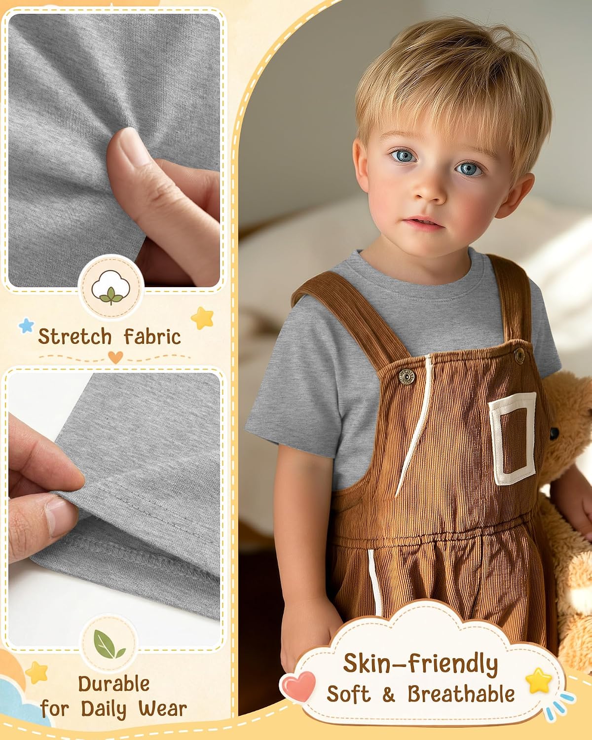 7-Pack Toddler Boys' Cotton Crewneck Tees