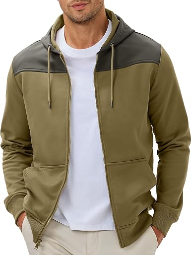 JMIERR Men's Lightweight Colorblock Zip Hoodie Jacket