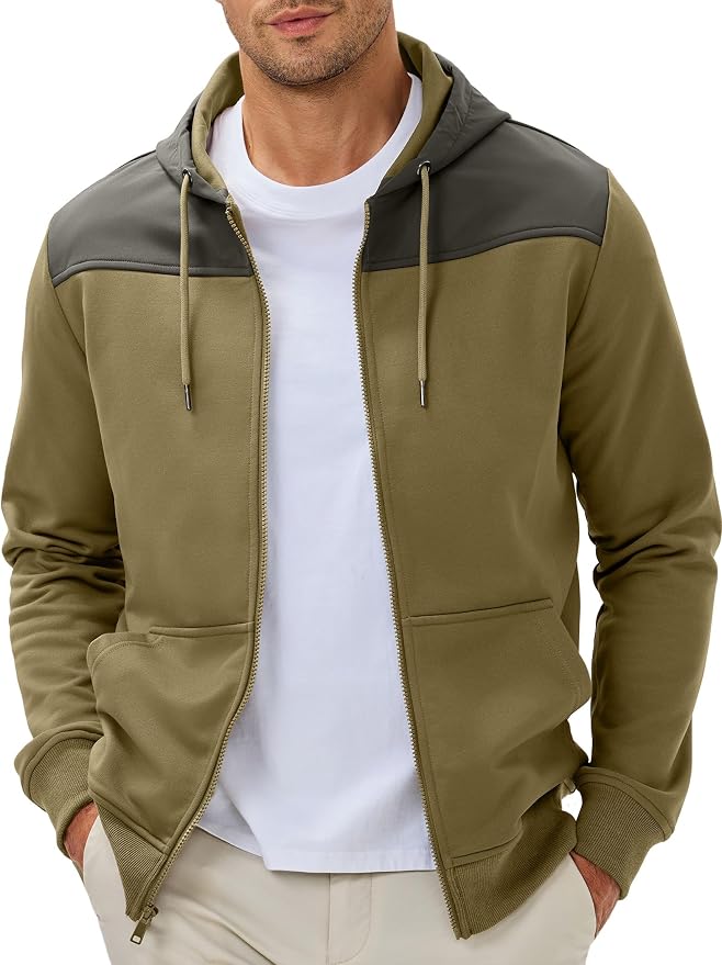 JMIERR Men's Lightweight Colorblock Zip Hoodie Jacket