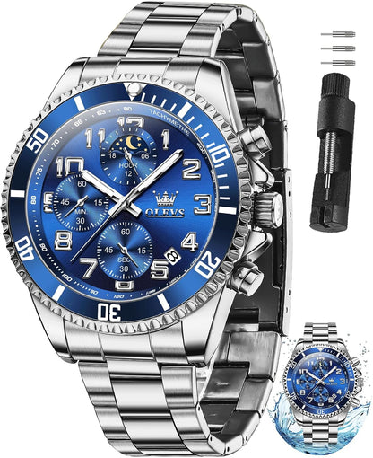 OLEVS Men's Stainless Steel Dress Watch with Chronograph