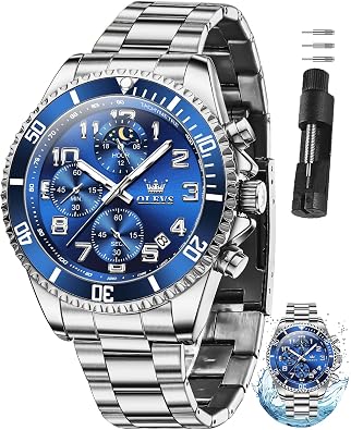 OLEVS Men's Stainless Steel Dress Watch with Chronograph