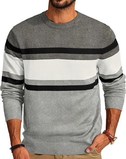 Men's Striped Crewneck Pullover Sweater by PJ PAUL JONES