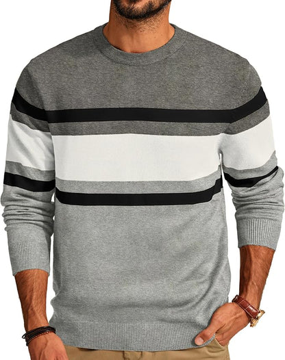 Men's Striped Crewneck Pullover Sweater by PJ PAUL JONES