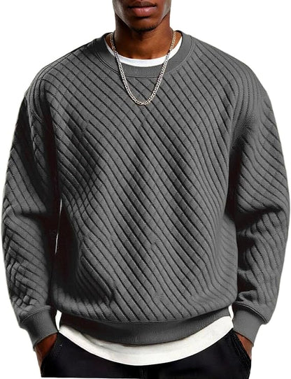 Men's Lightweight Crewneck Sweatshirt with Geometric Texture