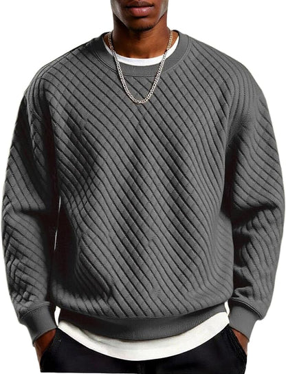 Men's Lightweight Crewneck Sweatshirt with Geometric Texture