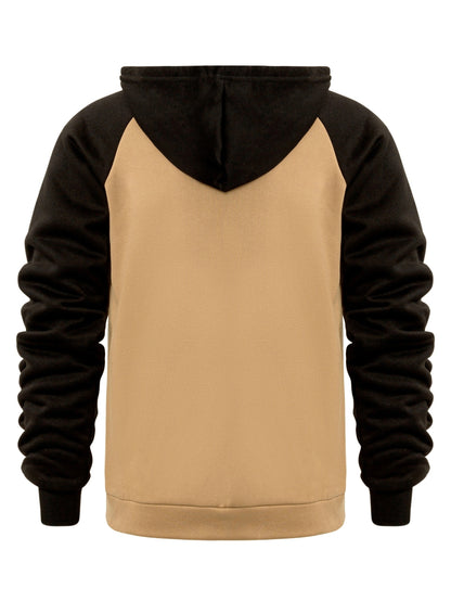 Տղամարդու գունավոր բլոկներով գլխարկով բաճկոն սպորտի և բացօթյա սպորտի համար, նորաձև հանգստի համար