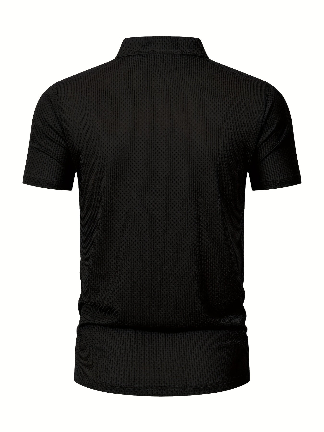 Summer Sports Casual Wear High-End Front Button Short Sleeve Shirt Breathable Turn- Collar Mesh Stretch Solid Color Top Golf Business Men's Short Sleeve - ayq