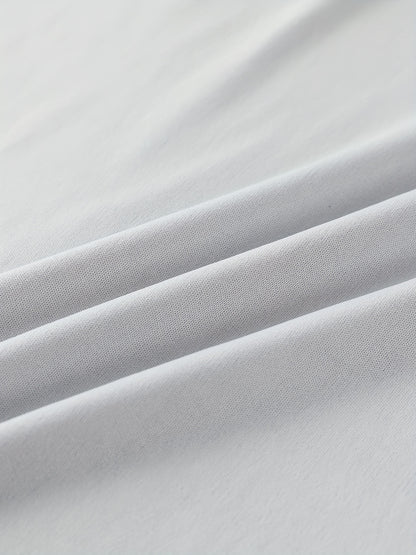[Golf Apparel] Men's Classic White Shirt - Casual Summer Style with Short Sleeves, Zipper Collar, and Stretch Polyester Fabric - Perfect for Streetwear & Golf