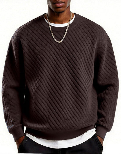 Men's Lightweight Crewneck Sweatshirt with Geometric Texture