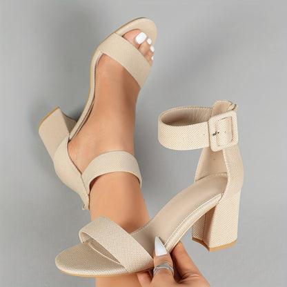 Women's Open Toe High Block Heel Sandals with Adjustable Ankle Strap