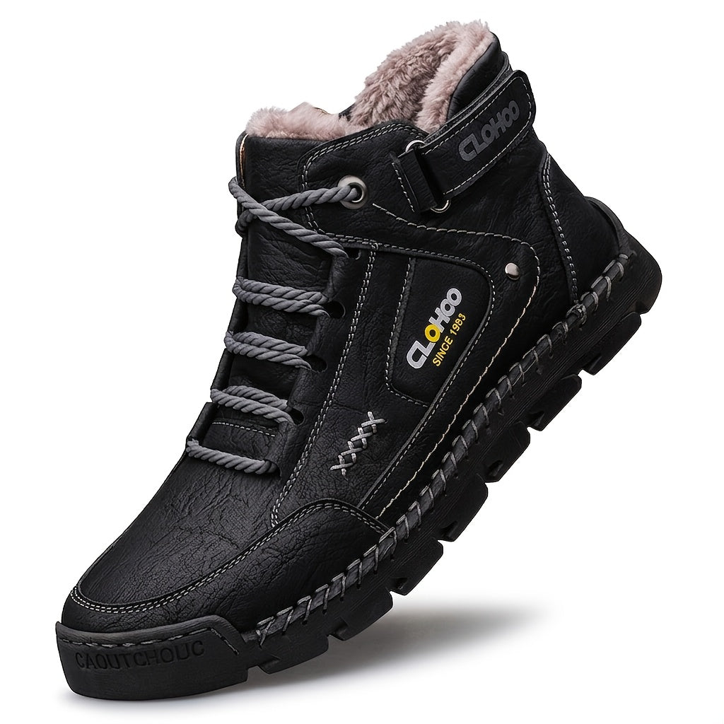 Men's Warm Winter Ankle Boots - Durable Handmade Lace-Up Chukas
