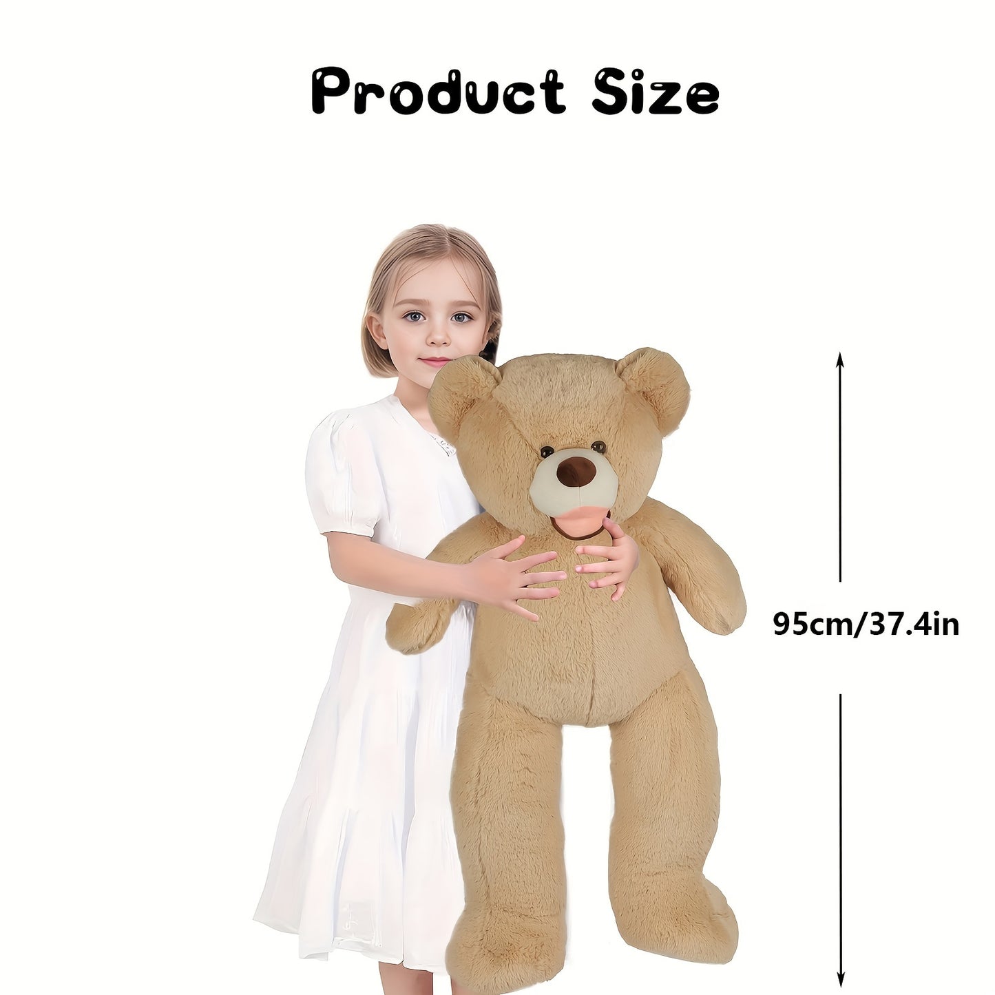 95Cm/37.4In Cartoon Plush Doll Large Bear Stuffed Toy Home Essentials Soft Plush Animals Big Bear Home Decor Party Adorable for Children Ideal Gift for Birthdays And Holidays