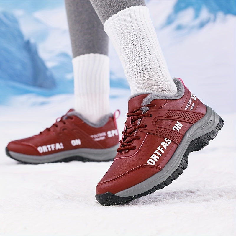 Men's Minimalist Style Winter Thickened Plush Lined Casual Sneakers, Lightweight and Comfortable with Wear- Soles