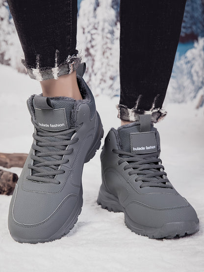 Տղամարդկանց միջին բարձրության ձմեռային ձնագնացքներ - Թեթև, չսահող, տաք փափուկ երեսպատում, դիմացկուն MD ներբան, սև աշխատանքային և փողոցային ոճ արտաքին սպորտի, արշավների և ամենօրյա հանգստի համար, ձմեռային կոշիկներ, արշավային կոշիկներ, նրբագեղ դիզայն, ճկուն