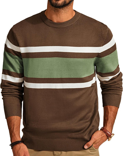 Men's Striped Crewneck Pullover Sweater by PJ PAUL JONES