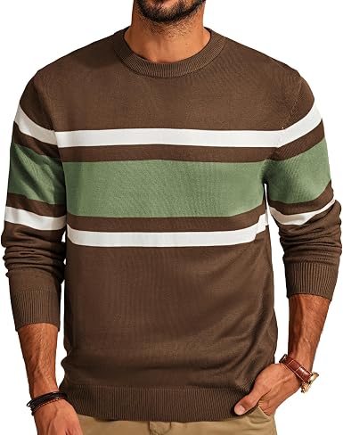 Men's Striped Crewneck Pullover Sweater by PJ PAUL JONES