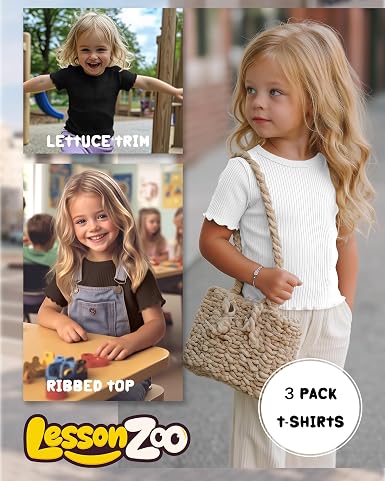 3-Pack Baby Girls Ribbed Cotton Blend T-Shirts