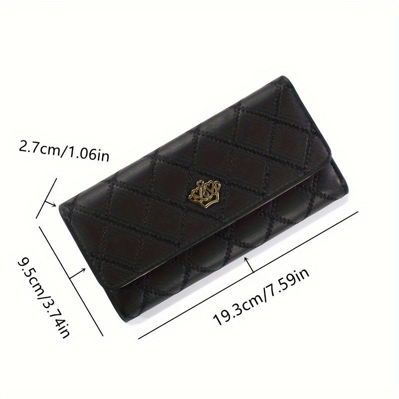 New fashion diamond metal crown Women's wallet tri-fold wallet long large-capacity mini wallet zipper Synthetic Leather wallet