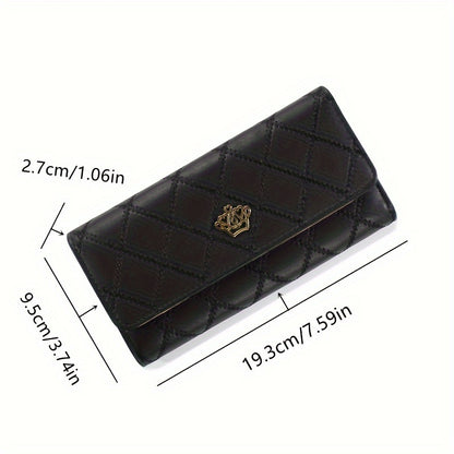 New fashion diamond metal crown Women's wallet tri-fold wallet long large-capacity mini wallet zipper Synthetic Leather wallet