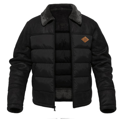 Տղամարդու առօրյա բաճկոն՝ արհեստական ​​մորթուց օձիքով, 100% պոլիեսթեր, միագույն, երկար թևքերով, կայծակաճարմանդով, սովորական չափսերով, գործվածքով, 60 գ/մ² աստառով արշավային բաճկոն