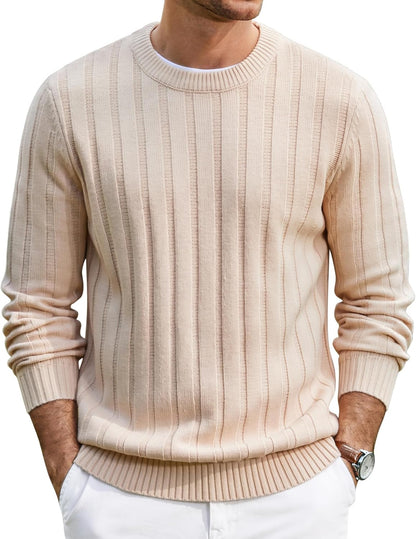 Men's Ribbed Crewneck Pullover Sweater Soft Warm Knit