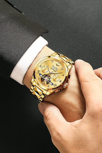 OUPINKE Gold Automatic Men's Dress Watch with Sapphire Crystal