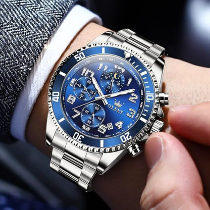 OLEVS Men's Stainless Steel Dress Watch with Chronograph