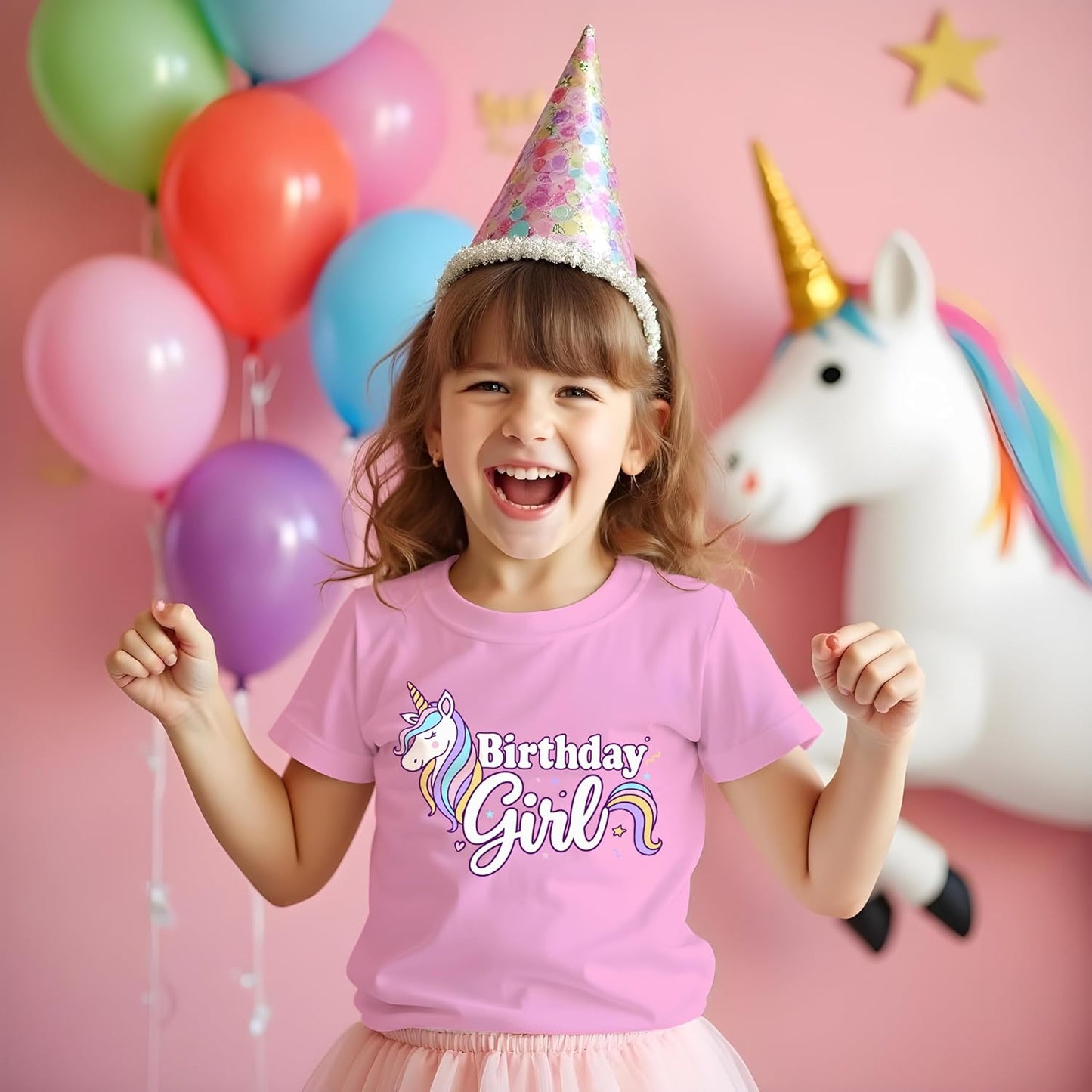 Girls Unicorn Birthday Shirt Toddler Party Tee 1-7 Years