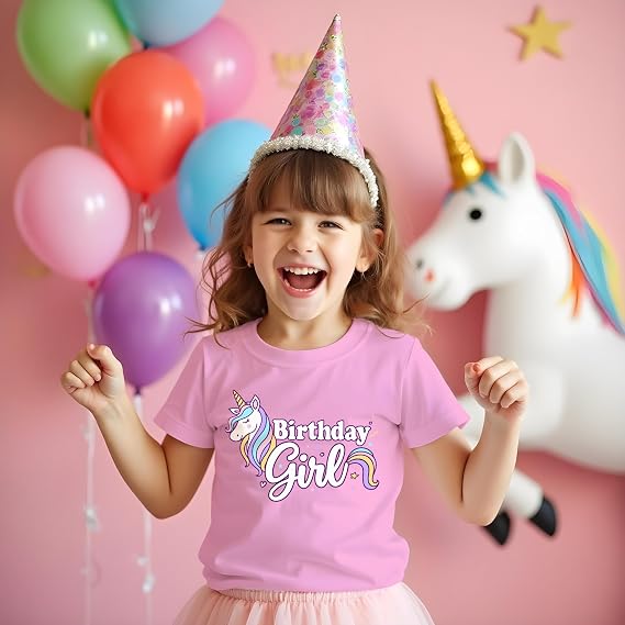 Girls Unicorn Birthday Shirt Toddler Party Tee 1-7 Years