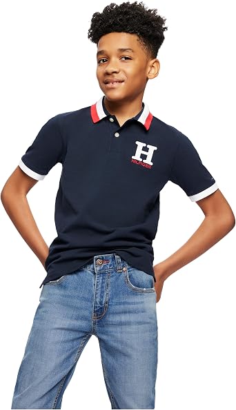 Tommy Hilfiger Boys' Short Sleeve Polo Shirt – Soft Pique Fabric