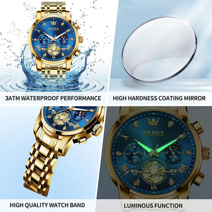 OLEVS Men’s Luxury Stainless Steel Dress Watch with Chronograph