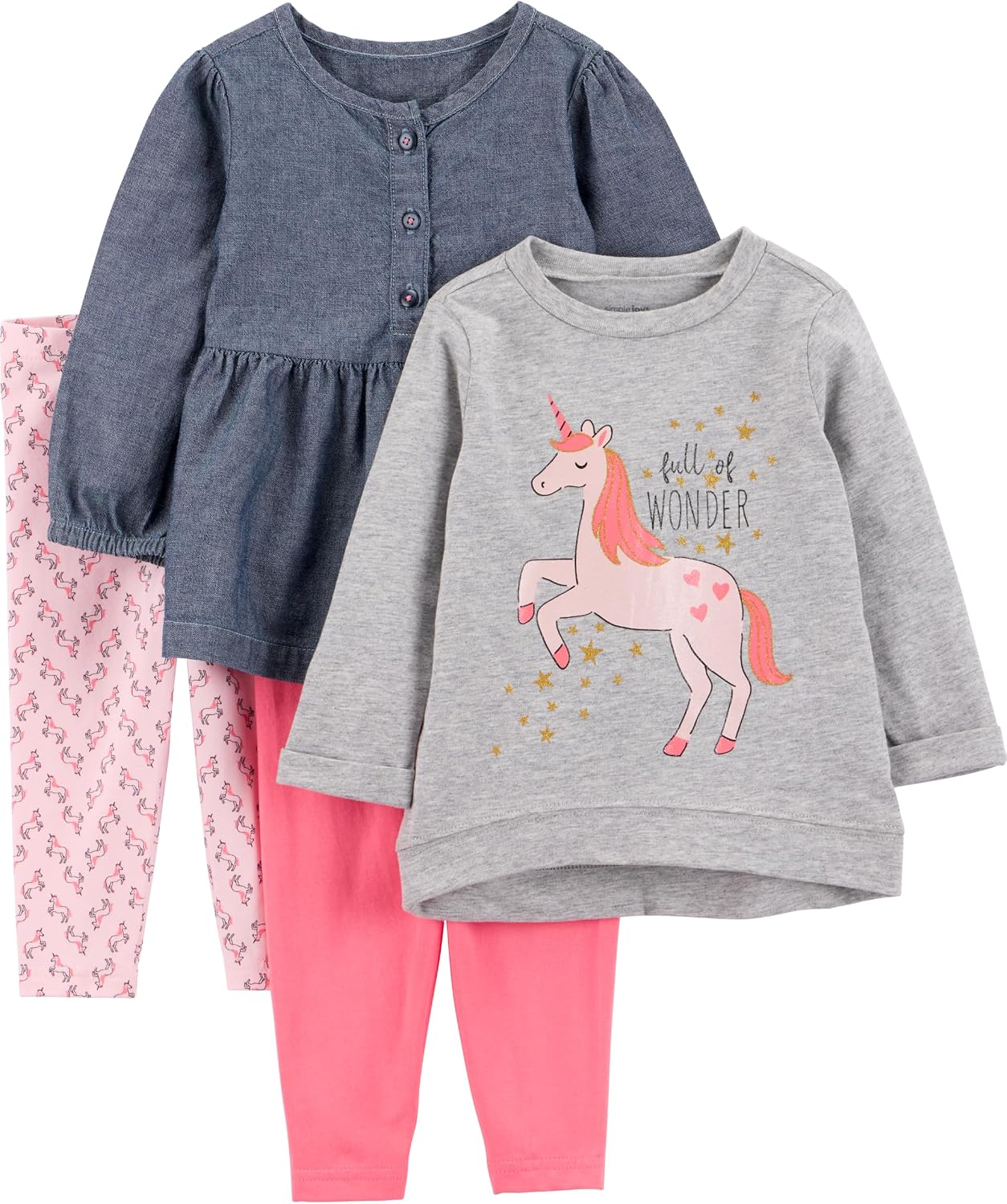 Simple Joys Girls 4-Piece Playwear Set - Soft & Versatile