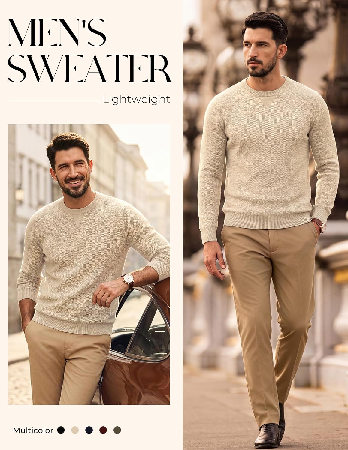 Men's Casual Crewneck Pullover Knit Sweater