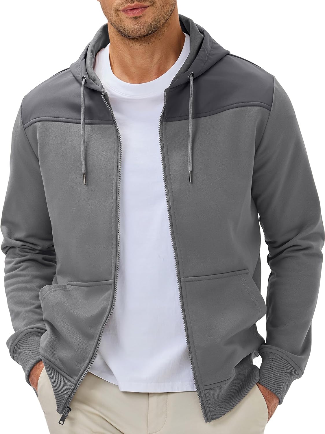 JMIERR Men's Lightweight Colorblock Zip Hoodie Jacket