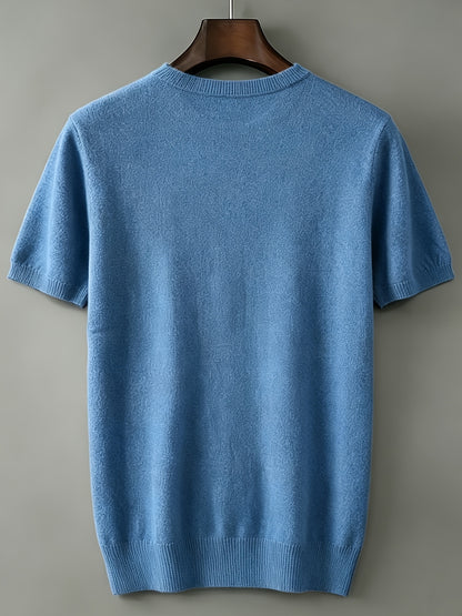 Men's Slim Fit Round Neck Knit Short Sleeve T-Shirt