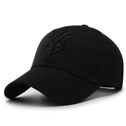 Men's Embroidered Letter Baseball Cap - Adjustable Snapback, Sun Protection, Rayon, Black with Golden Embroidery, Casual Sport Hat for All Seasons
