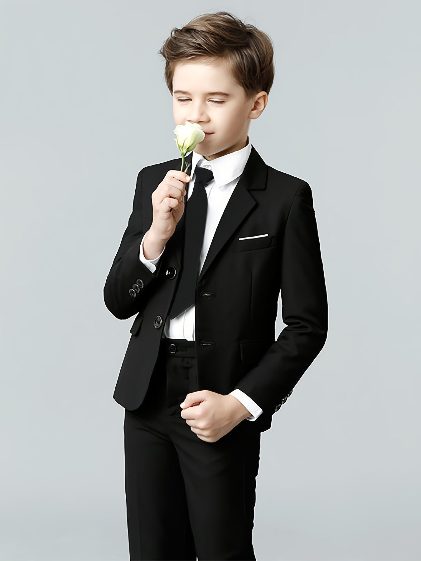 Boys' Slim Fit Single-Breasted Blazer for Spring & Autumn
