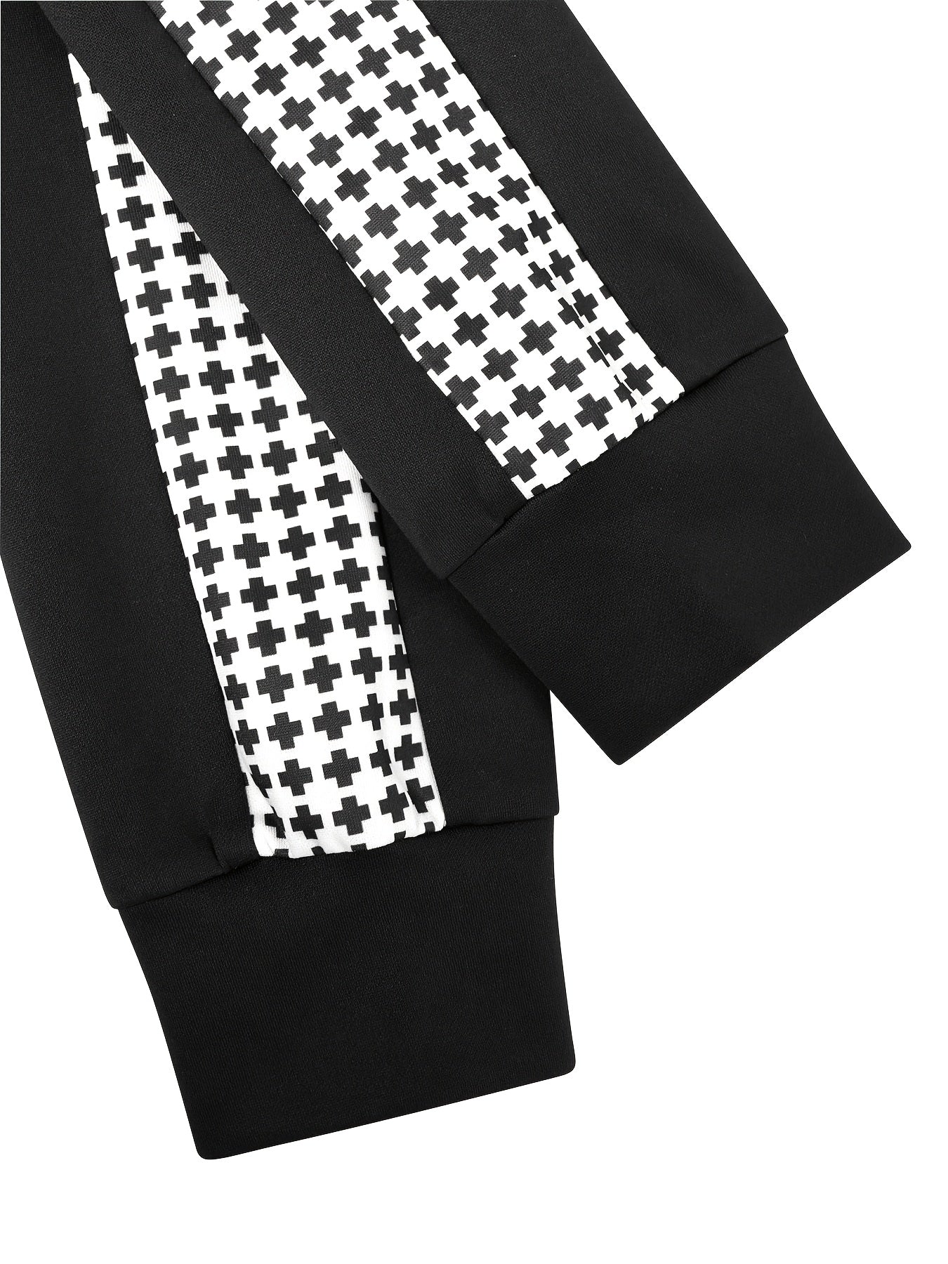 Two-Piece Outfit for Women Featuring a Geometric Design, Long-Sleeve Zip-Up Jacket, And Pants with Symmetrical Pockets - ayq