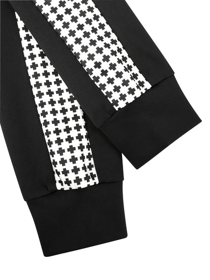 Two-Piece Outfit for Women Featuring a Geometric Design, Long-Sleeve Zip-Up Jacket, And Pants with Symmetrical Pockets - ayq