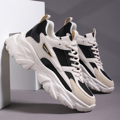 Men'S Comfortable And Breathable Casual Thick-Soled All-Season sneakers, Lightweight Outdoor Trendy Versatile Front-Laced Running Shoes - ayq