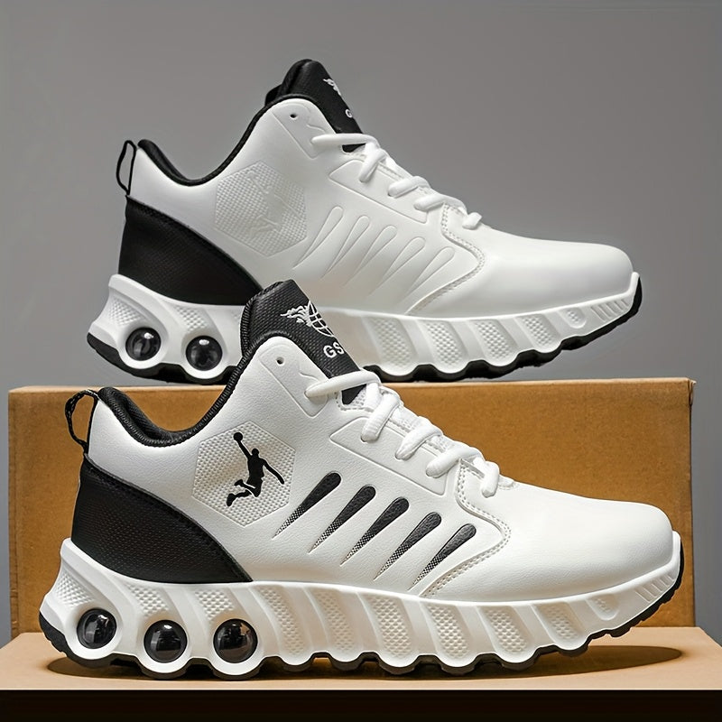 Men's All-Season Basketball Sneakers with Non-Slip Rubber Sole & All-Terrain Grip - Low-Top Lace-Up Shoes for Court, Casual Wear - Durable Synthetic & Cushioned (Year-Round) - ayq