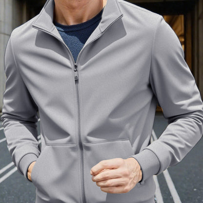 Men'S Lightweight Zip-Up Jacket - Stand Collar Windproof Coat with Full-Zip Closure, Front Pockets - Gym, Hiking, Casual Outerwear - Easy-Care Zipper Jacket for Everyday & Active Lifestyles, Gym Wear, Sleek Design, Durable Co