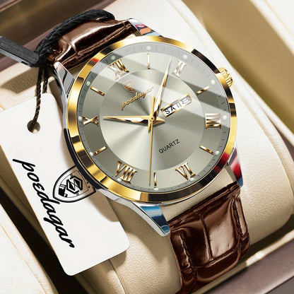 Men's Casual Quartz Watch with Luminous Dial & Date