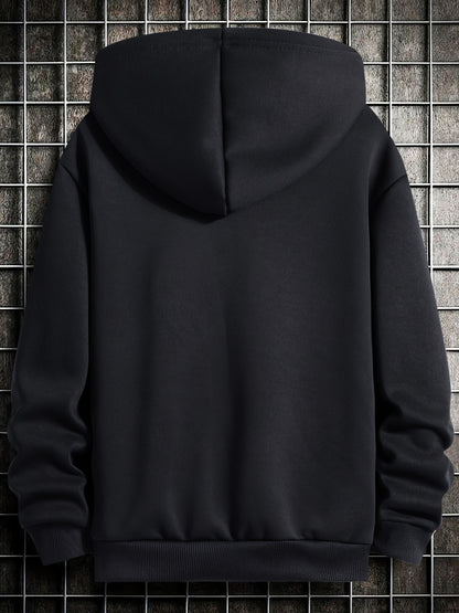 2pcs Boys' Fleece-Lined Thickened Warm Hoodie + Pants Set, Stylish Letter Print Winter Comfortable Sportswear Outfit for Kids Casual Leisurewear, Perfect for, Blanket Hoodie Kids