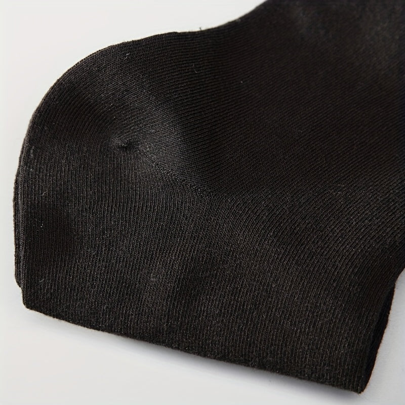 5pairs of Soft, Breathable Men's Black Casual Socks - Perfect for Spring & Summer!