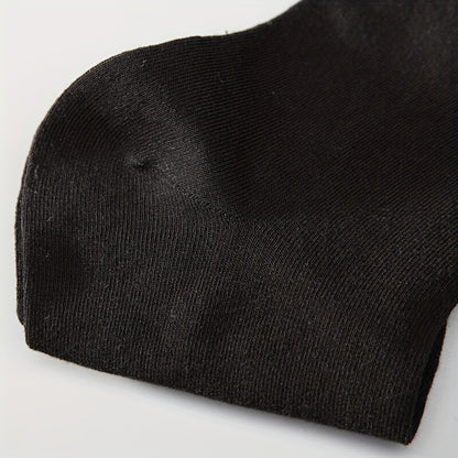 5pairs of Soft, Breathable Men's Black Casual Socks - Perfect for Spring & Summer!