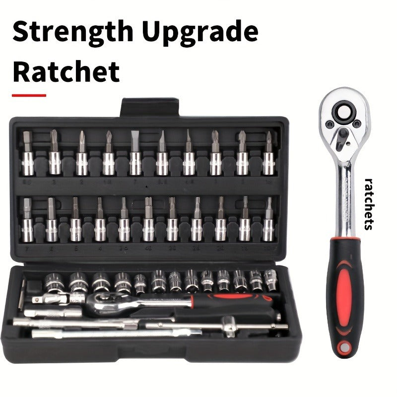 Repair Wrench Set, Ratchet Wrench Set, Socket Wrench Set, Designed for Various Environments Including Automotive Repair and Home Decoration, with Storage Box. 27-GJX